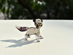 Handmade Glass Raccoon Figurine: Whimsical Animal Sculpture