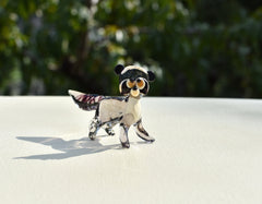 Handmade Glass Raccoon Figurine: Whimsical Animal Sculpture