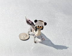 Handmade Glass Raccoon Figurine: Whimsical Animal Sculpture