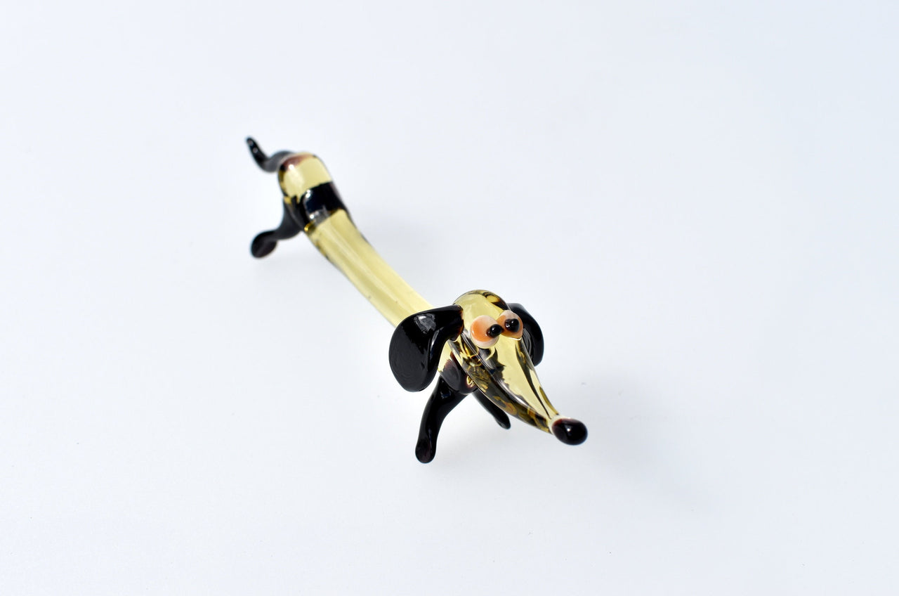 Handmade Glass Dachshund Figurine: Whimsical Collectible Statue