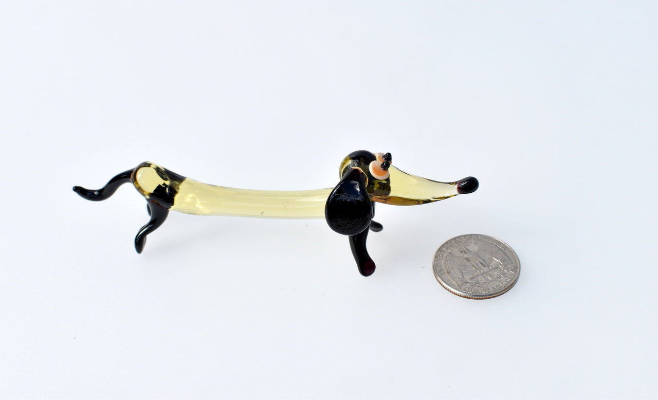 Handmade Glass Dachshund Figurine: Whimsical Collectible Statue