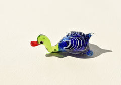 Handmade Glass Mallard Duck Figurine: Whimsical Art Glass Sculpture