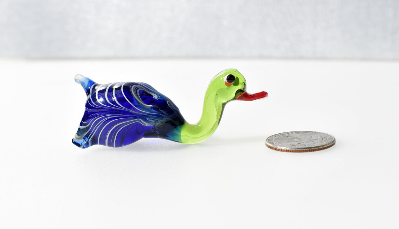 Handmade Glass Mallard Duck Figurine: Whimsical Art Glass Sculpture