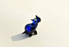 Handmade Cobalt Blue Glass Hippo Figurine: Whimsical Art Glass Sculpture