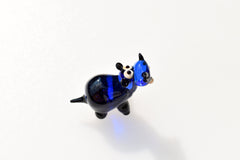 Handmade Cobalt Blue Glass Hippo Figurine: Whimsical Art Glass Sculpture