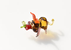Whimsical Glass Pig Figurine: Handmade Flame Work Art