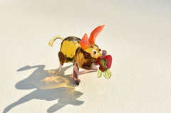 Whimsical Glass Pig Figurine: Handmade Flame Work Art