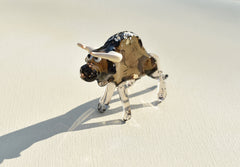 Handmade Glass Bull Figurine: Flame Worked Art Glass Animal