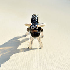 Handmade Glass Bull Figurine: Flame Worked Art Glass Animal