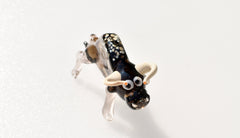 Handmade Glass Bull Figurine: Flame Worked Art Glass Animal