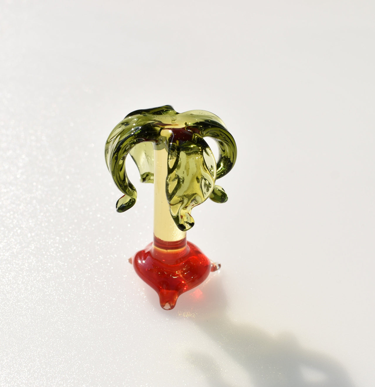 Handmade Glass Palm Tree Figurine: Whimsical Art Glass Sculpture