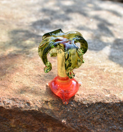 Handmade Glass Palm Tree Figurine: Whimsical Art Glass Sculpture