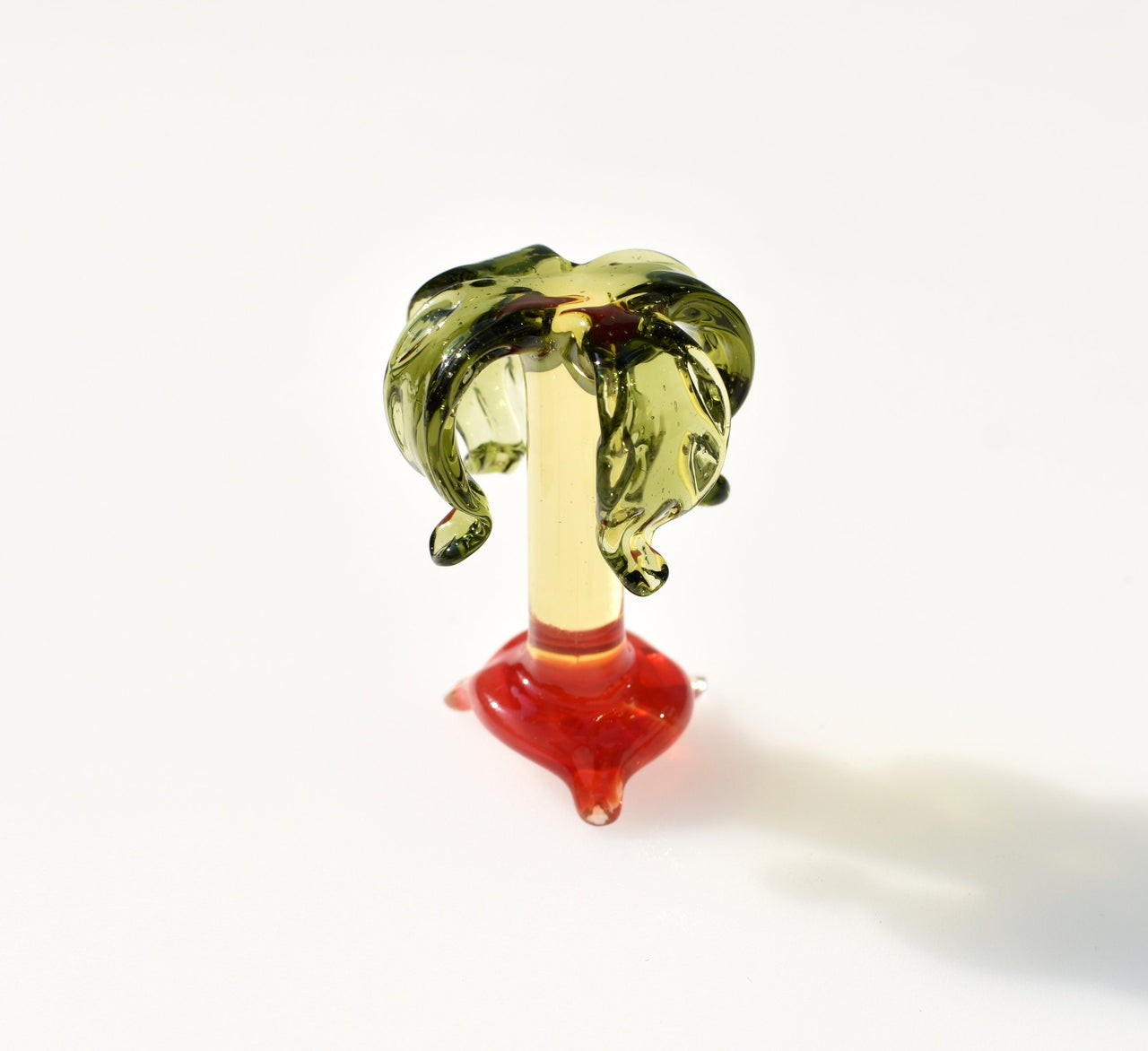 Handmade Glass Palm Tree Figurine: Whimsical Art Glass Sculpture