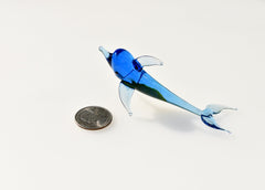 Glass Dolphin Figurine, Blue Coastal Decor, Beach House Decor, Murano Dolphin Gift, Blown Glass Animals, Tropical Decor, Ocean Art, Statue