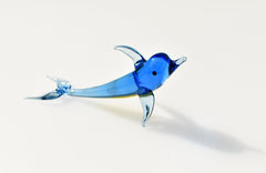 Glass Dolphin Figurine, Blue Coastal Decor, Beach House Decor, Murano Dolphin Gift, Blown Glass Animals, Tropical Decor, Ocean Art, Statue