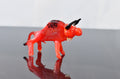 Handmade Red Glass Bull Figurine: Whimsical Flamework Animal