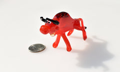 Handmade Red Glass Bull Figurine: Whimsical Flamework Animal
