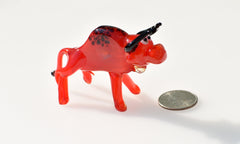 Handmade Red Glass Bull Figurine: Whimsical Flamework Animal