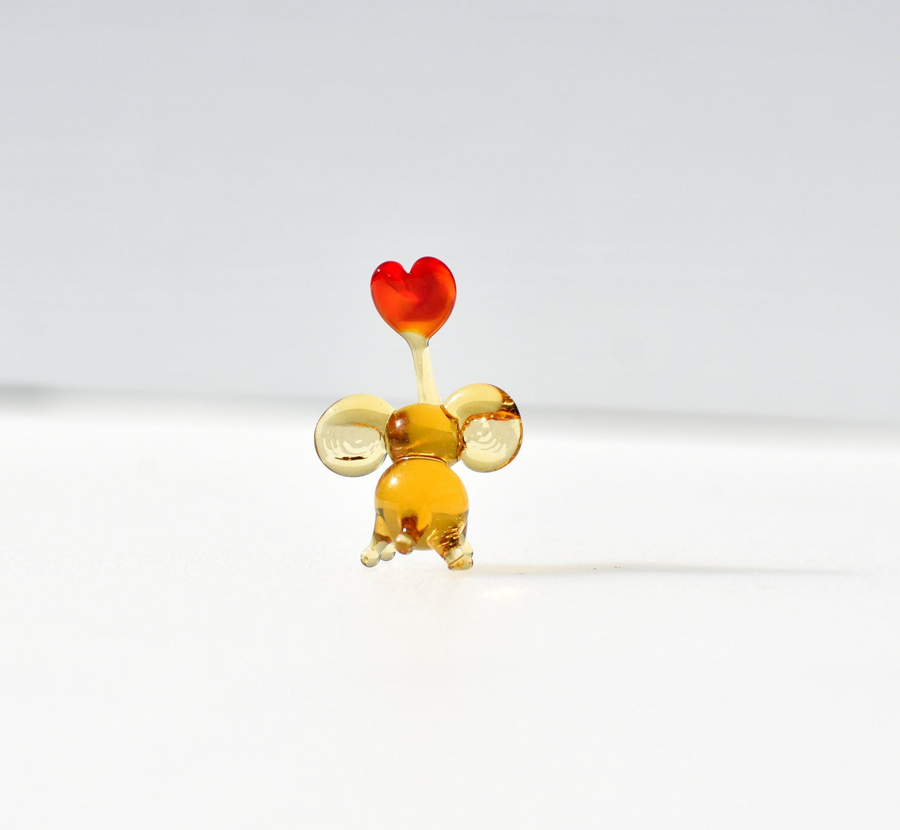 Mini Glass Elephant with Red Heart: Sentimental Keepsake Gift