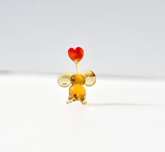 Mini Glass Elephant with Red Heart: Sentimental Keepsake Gift