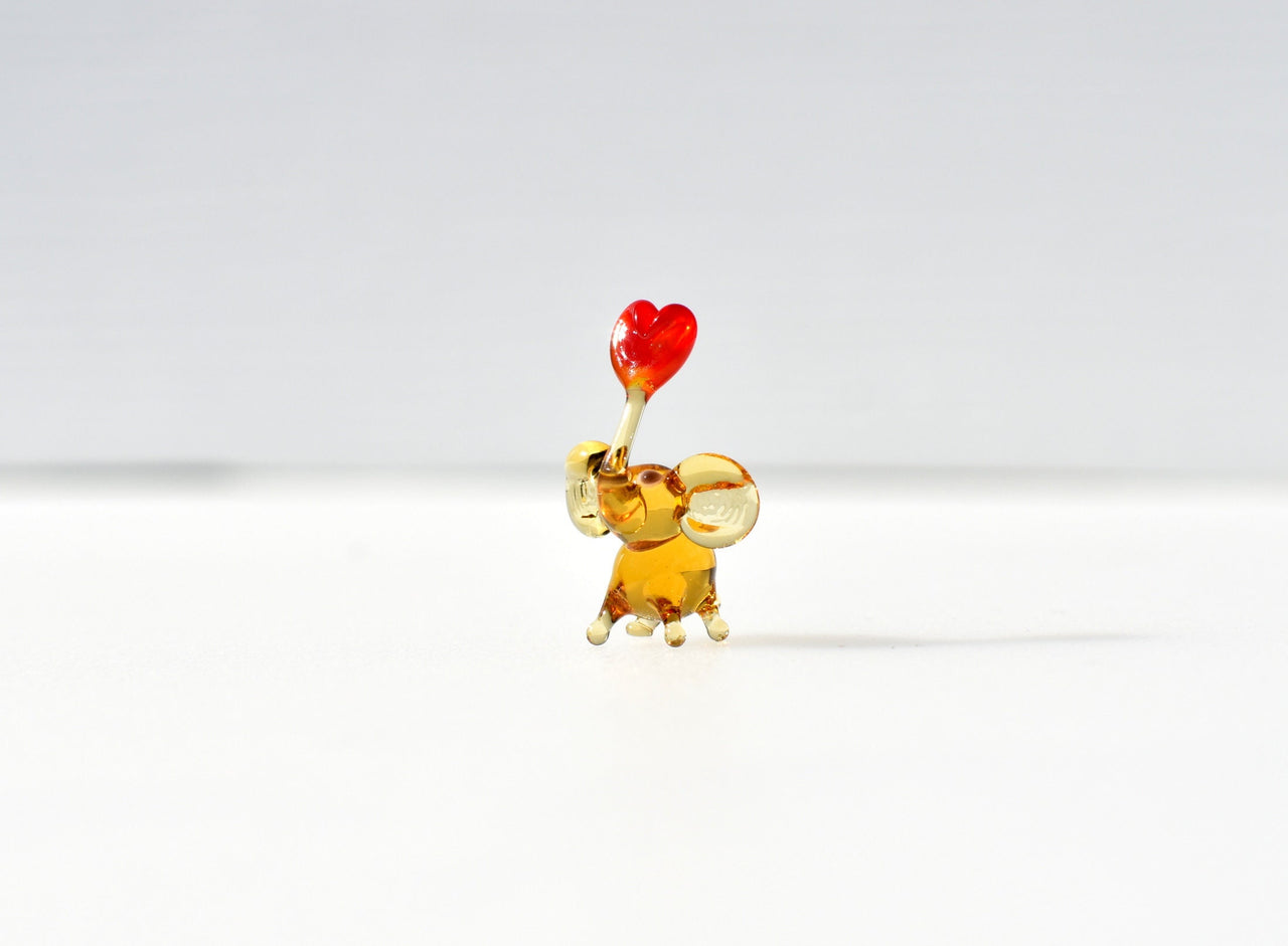 Mini Glass Elephant with Red Heart: Sentimental Keepsake Gift