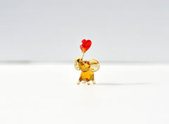 Mini Glass Elephant with Red Heart: Sentimental Keepsake Gift