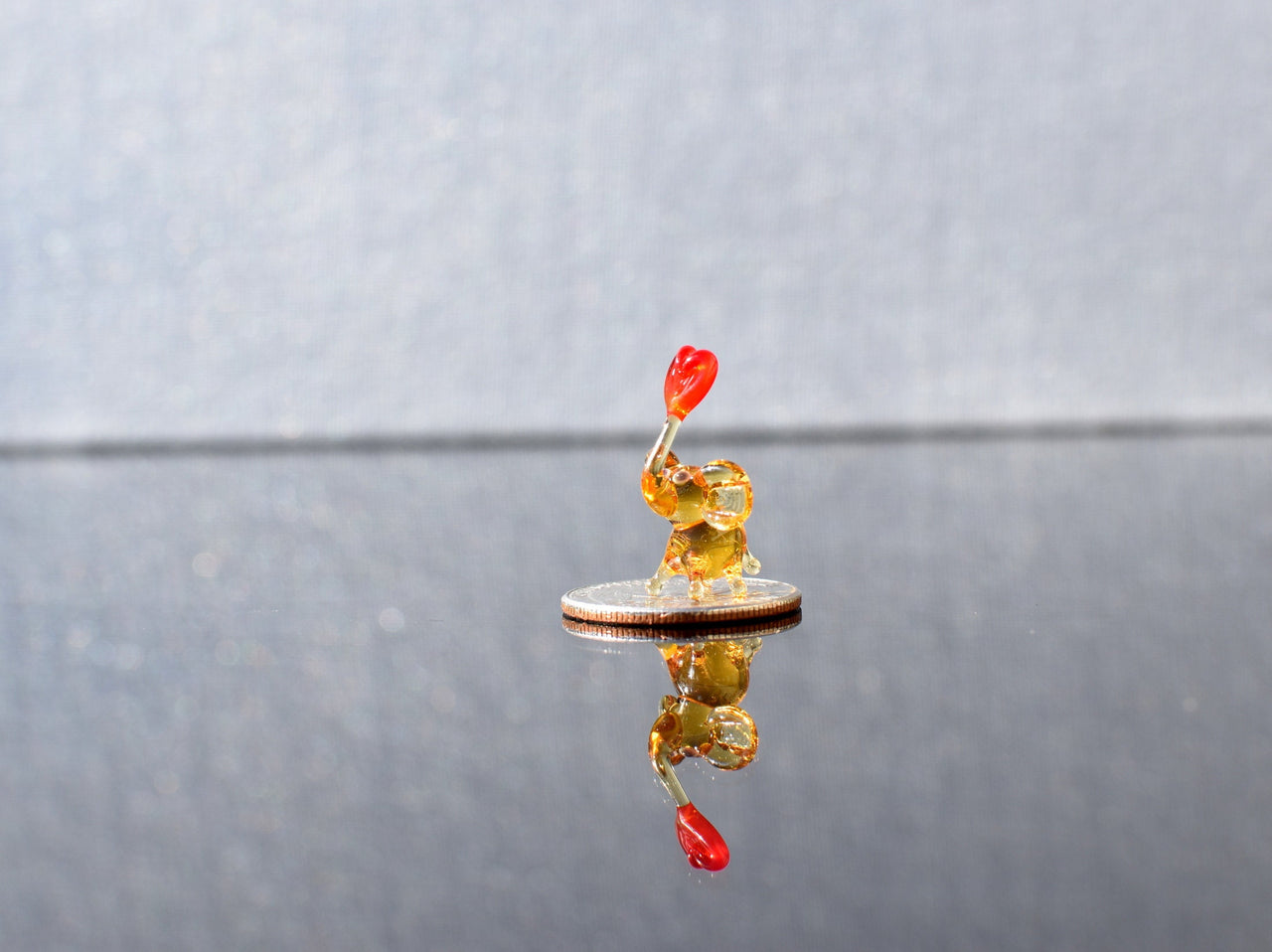 Mini Glass Elephant with Red Heart: Sentimental Keepsake Gift