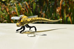 Handmade Amber Glass Dragonfly Figurine: Collectible Art Glass, 6"