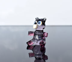Handmade Glass Teddy Bear, Teddy Bear Decor, Glass Bear Figurine, Woodland Decor, Purple Bear, Glass Sculpture, Glass Animals, Bear Figurine