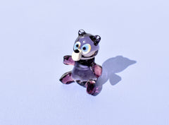 Purple Glass Teddy Bear Figurine: Handmade Flame Worked Sculpture
