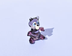 Purple Glass Teddy Bear Figurine: Handmade Flame Worked Sculpture