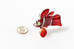 Handmade Red Glass Clownfish Figurine: Collectible Art Glass, 3 Inch