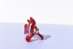 Handmade Red Glass Clownfish Figurine: Collectible Art Glass, 3 Inch