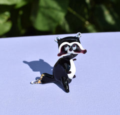 Handmade Glass Raccoon Figurine: Whimsical Art Sculpture