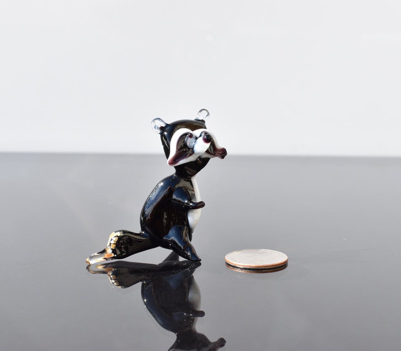 Handmade Glass Raccoon Figurine: Whimsical Art Sculpture