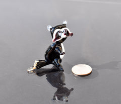 Handmade Glass Raccoon Figurine: Whimsical Art Sculpture