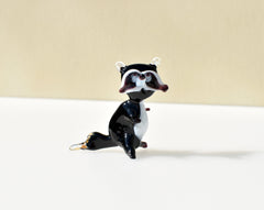 Handmade Glass Raccoon Figurine: Whimsical Art Sculpture