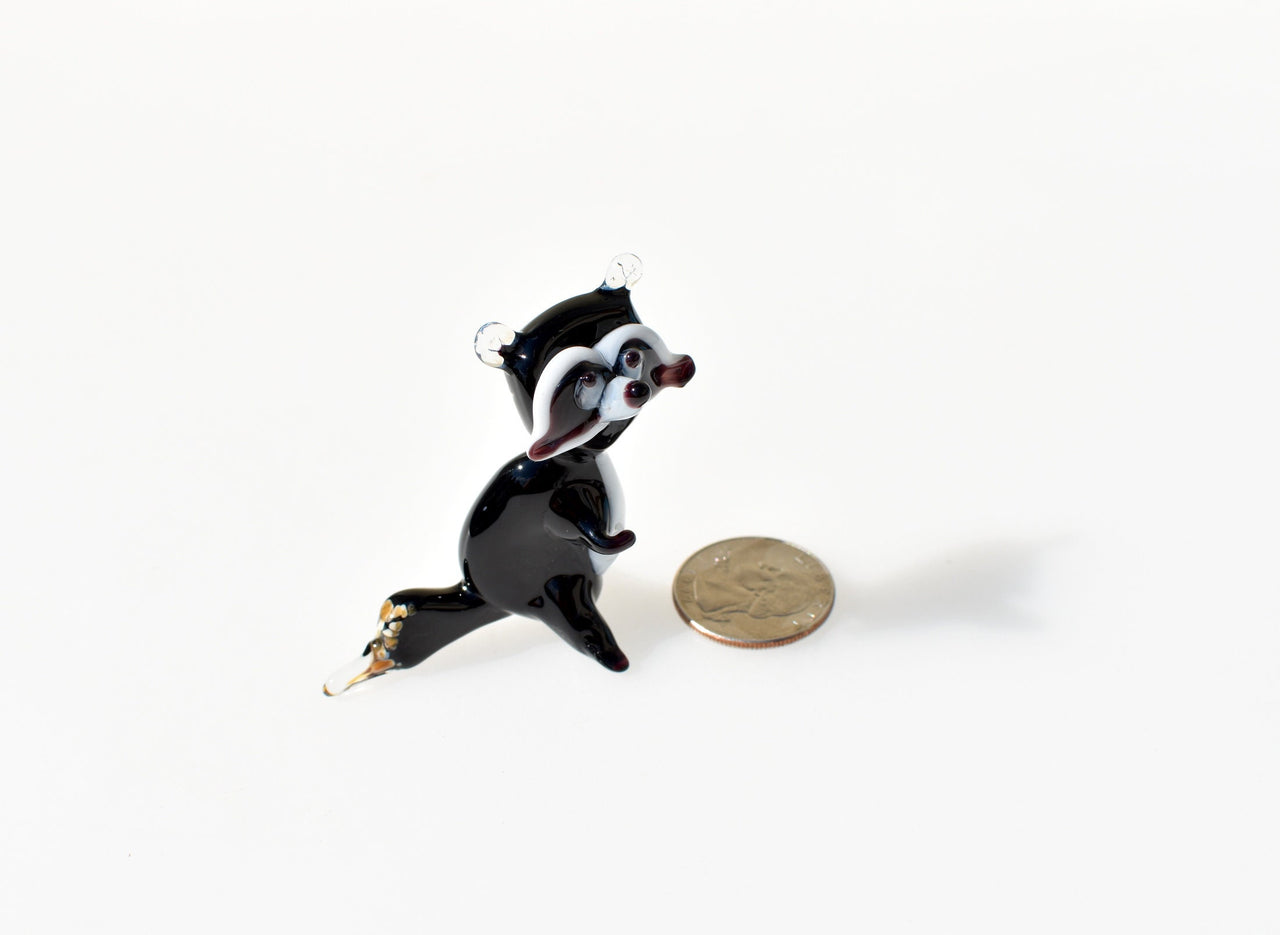 Handmade Glass Raccoon Figurine: Whimsical Art Sculpture
