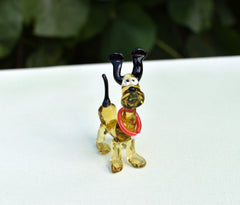Handmade Glass Dog Figurine: Whimsical Art Sculpture, 4-inch