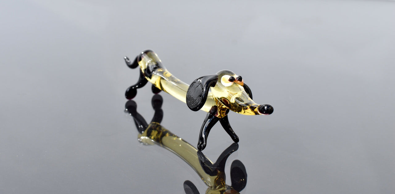 Handmade Glass Dachshund Figurine: Whimsical Collectible Statue