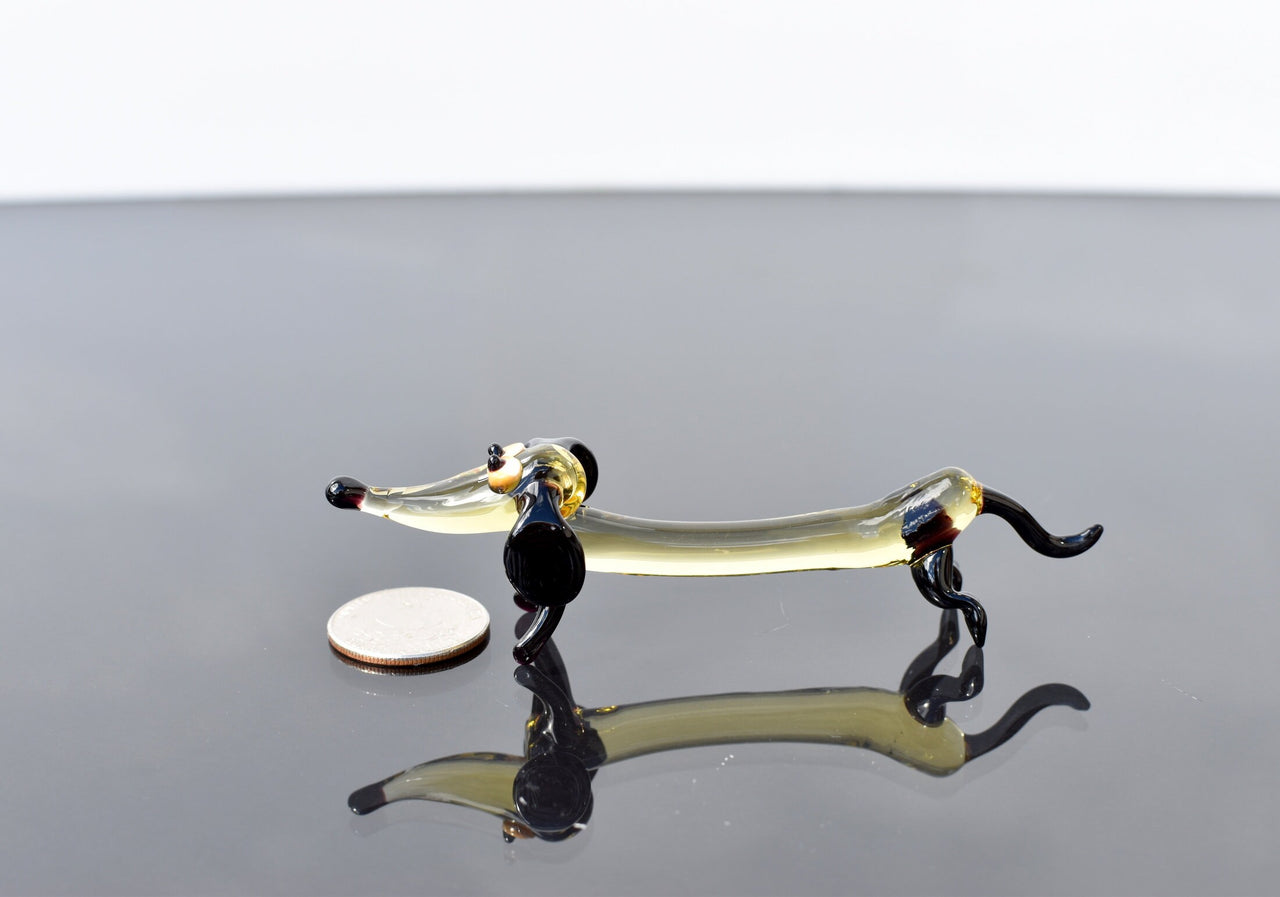Handmade Glass Dachshund Figurine: Whimsical Collectible Statue