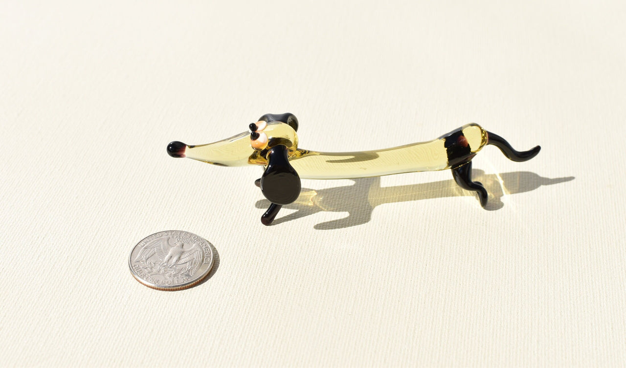 Handmade Glass Dachshund Figurine: Whimsical Collectible Statue