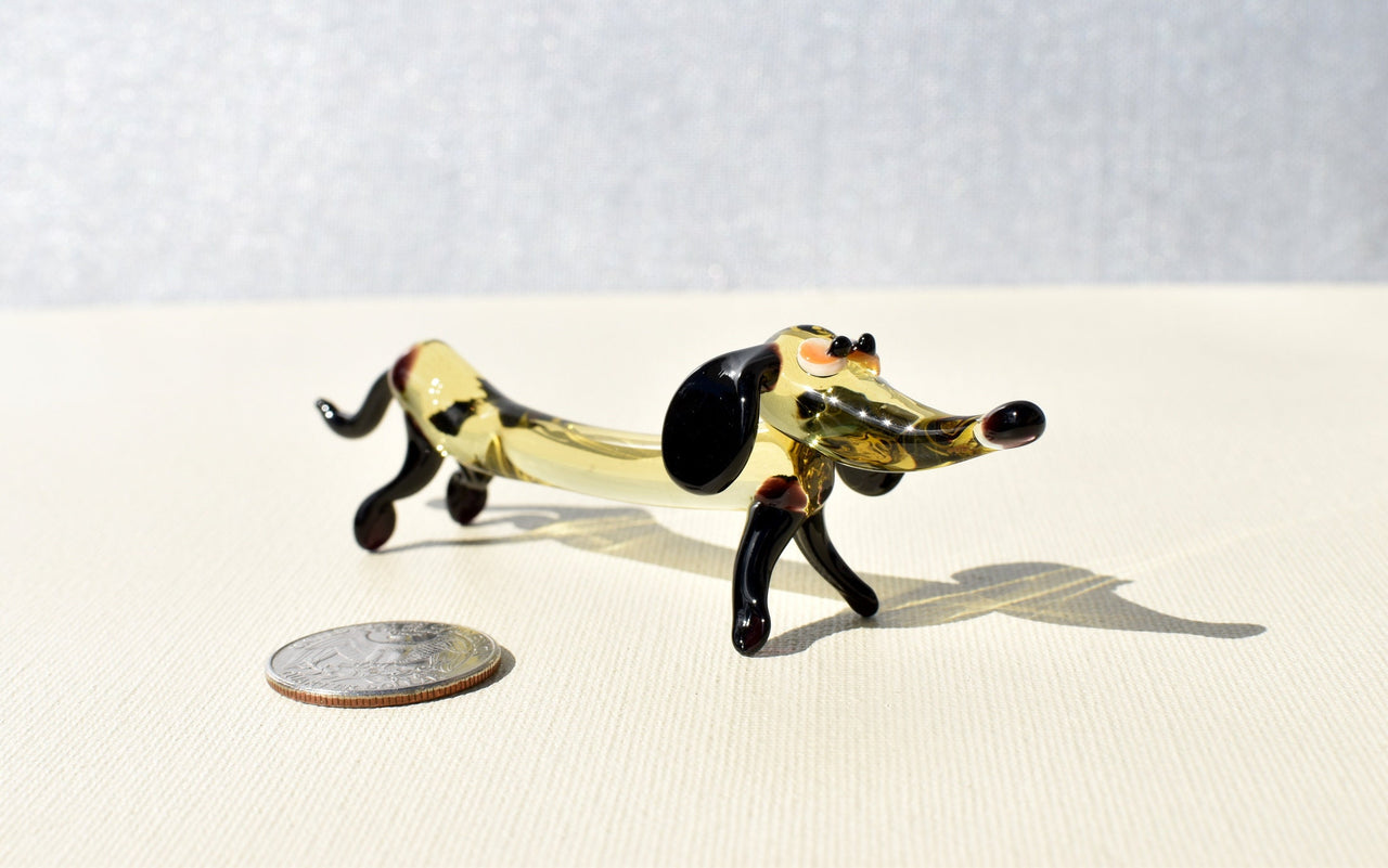 Handmade Glass Dachshund Figurine: Whimsical Collectible Statue
