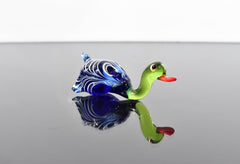 Handmade Glass Mallard Duck Figurine: Whimsical Art Glass Sculpture