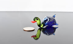 Handmade Glass Mallard Duck Figurine: Whimsical Art Glass Sculpture