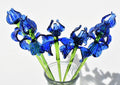 Hand Blown Glass Iris Flowers - Handmade Glass Flowers Long Stem - Murano Style Blue Iris - Glass Flower Bouquet Gift - Unique Gift for Her