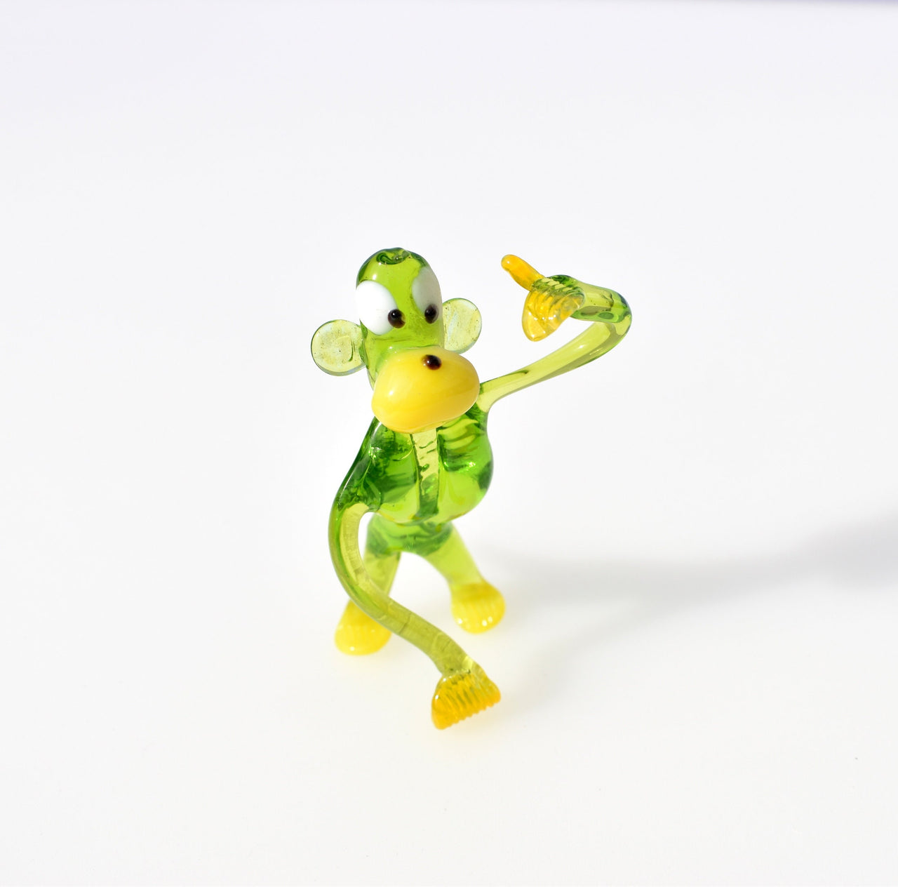 Handmade Glass Monkey Figurine: Whimsical Green Sculpture