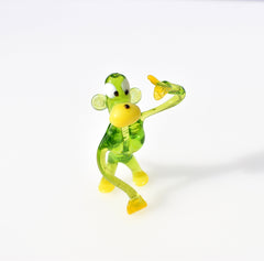 Handmade Glass Monkey Figurine: Whimsical Green Sculpture