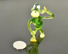 Handmade Glass Monkey Figurine: Whimsical Green Sculpture
