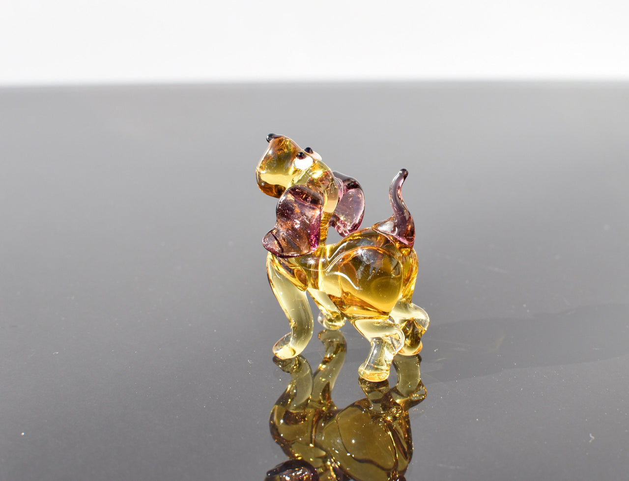 Handmade Glass Dog Figurine: Whimsical Art Sculpture